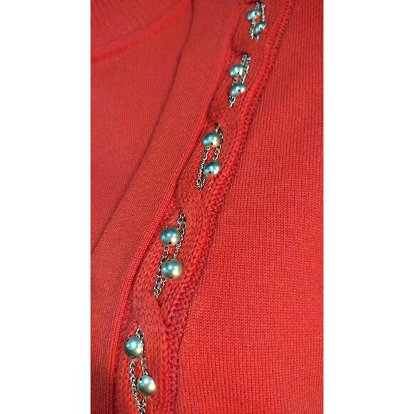 Cache 2-Piece Sweater Set, Cardigan and Turtleneck Tank, Dark Orange, Size S - Picture 6 of 11